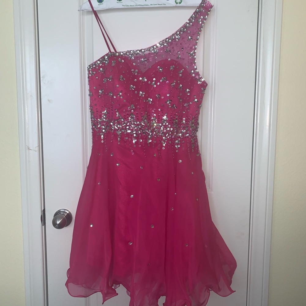 Pink Homecoming Off the Shoulder Dress